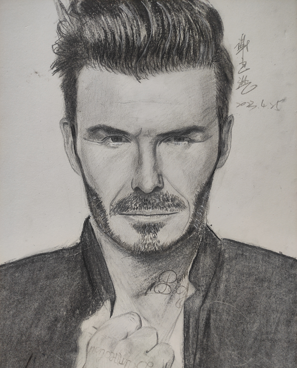 纯爱好画画,贝克汉姆素描