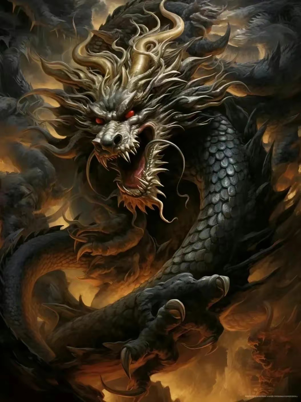 红金巨龙,横空出世,威猛之极,令人心悸.