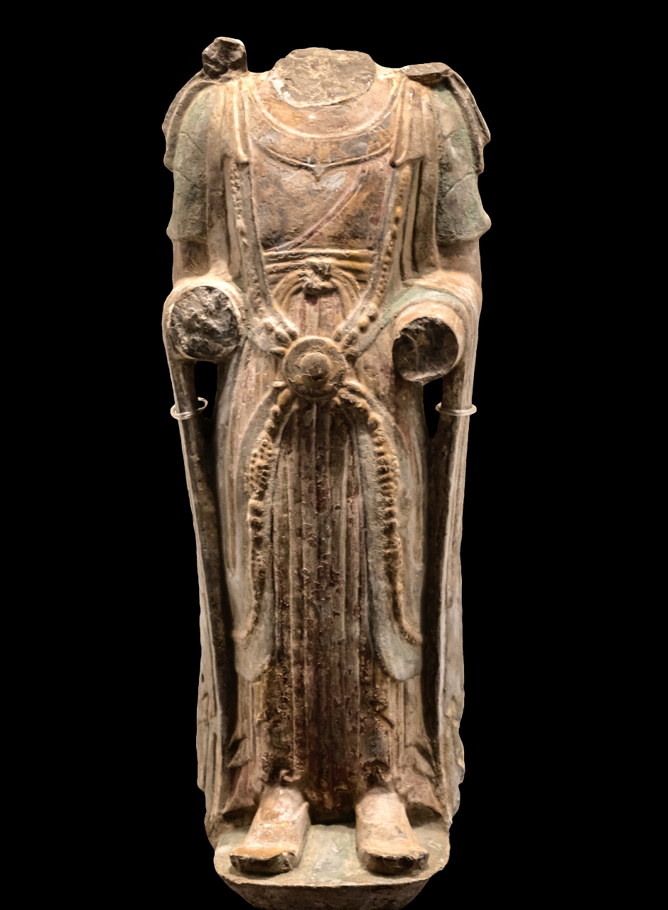 旅顺博物馆#  《穿越千年的东方微笑》-青州造像 (27)贴金彩绘菩萨