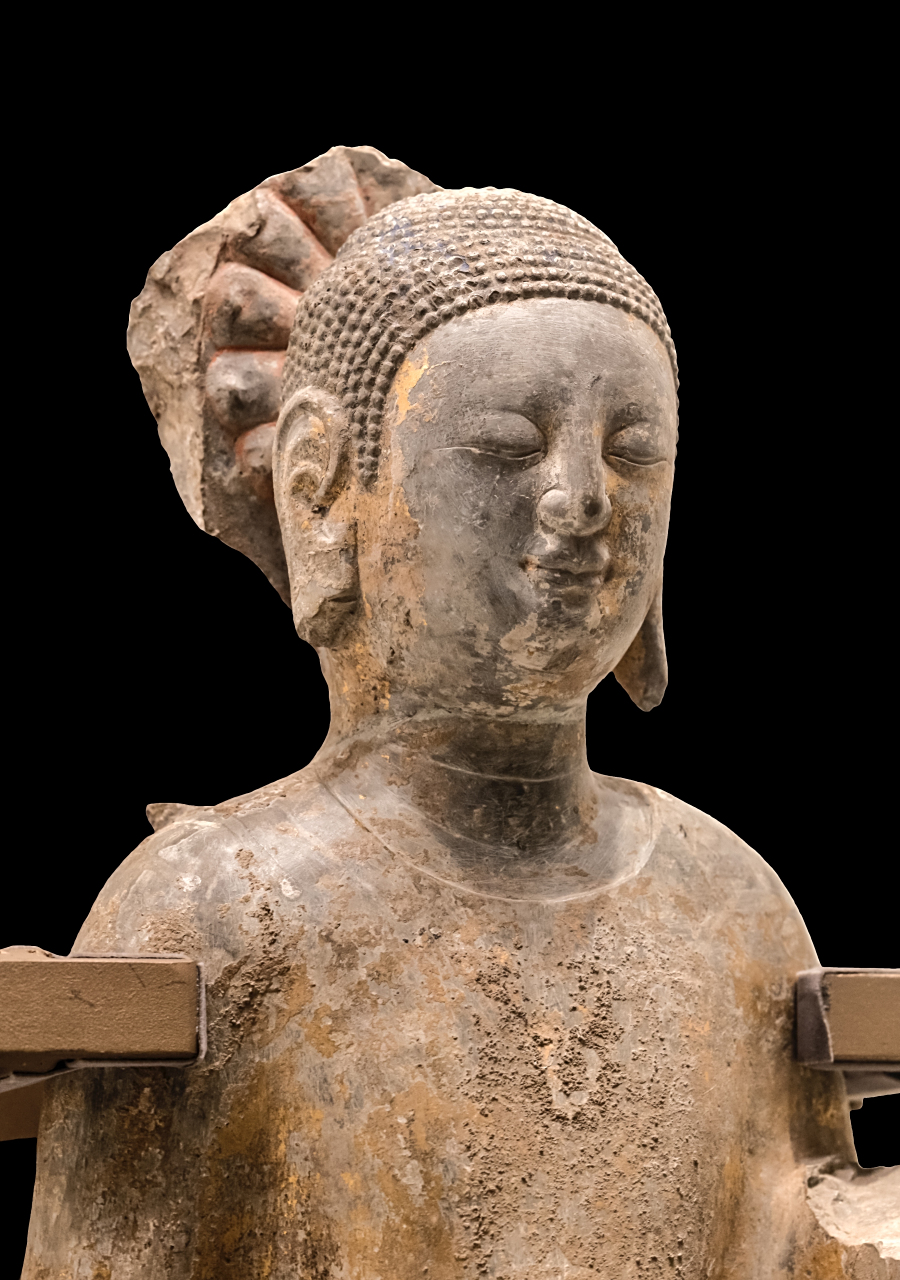 旅顺博物馆#  《穿越千年的东方微笑》-青州造像 (14)贴金彩绘佛立像