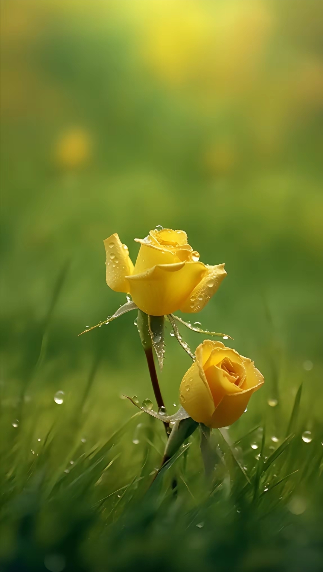 雨后露珠花草图片