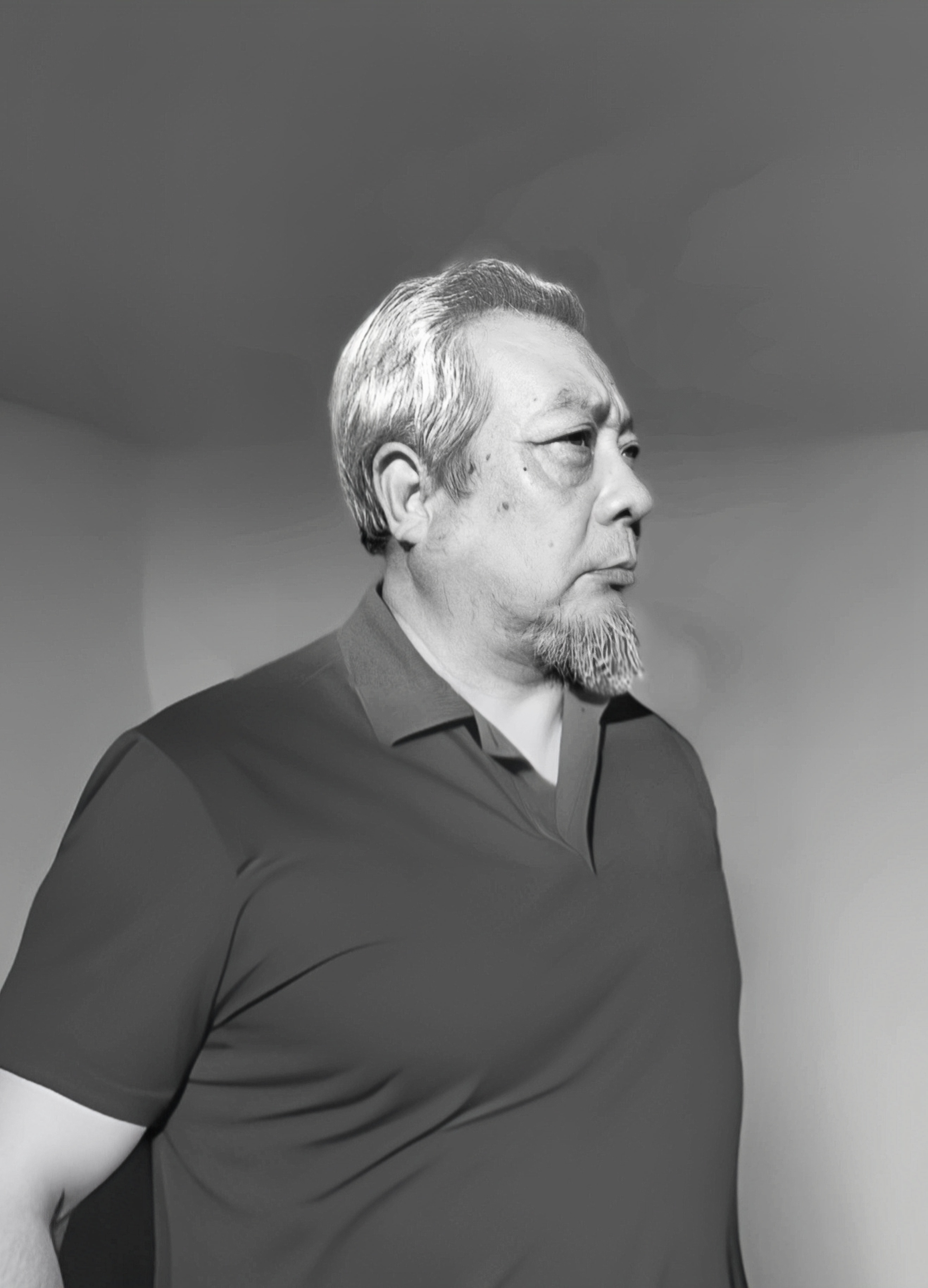 "山羊胡,polo衫,严肃中带着不羁