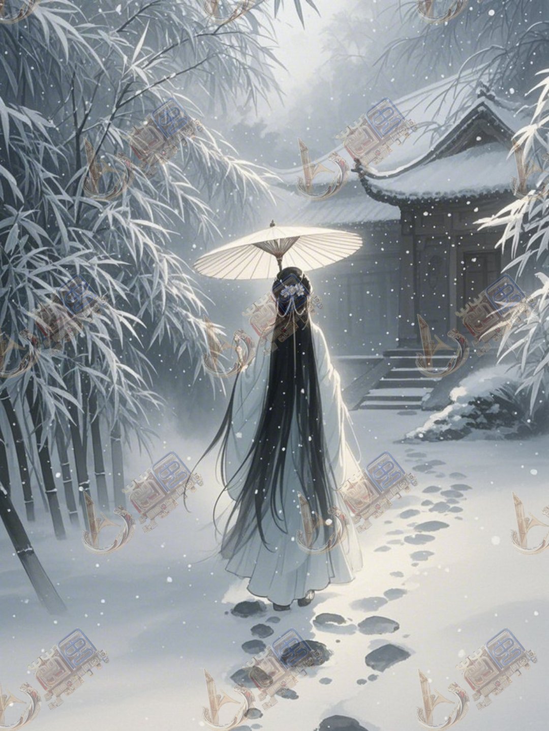 雪地里,她撑着伞,走着走着,就走到了心里