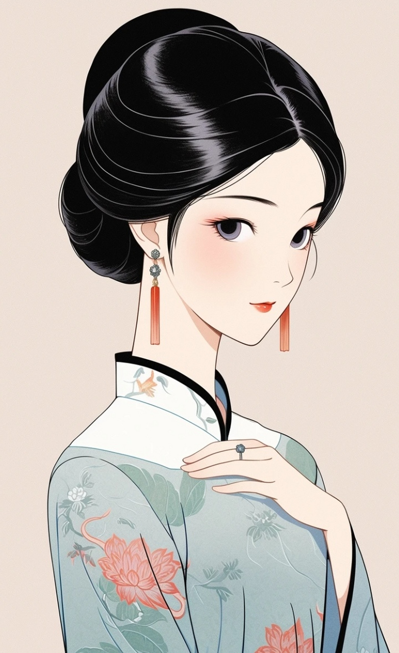 美女壁纸|美女高挽发髻的美和姿态,完美的呈现了东94方7815女性