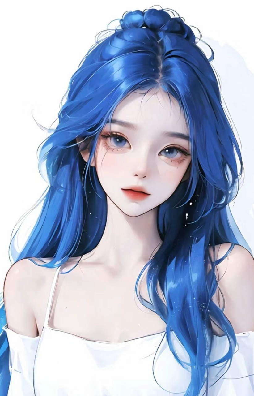 美女壁纸|蓝色系发色动漫女孩,蓝色和白色搭配真的有不同的效果呐,把