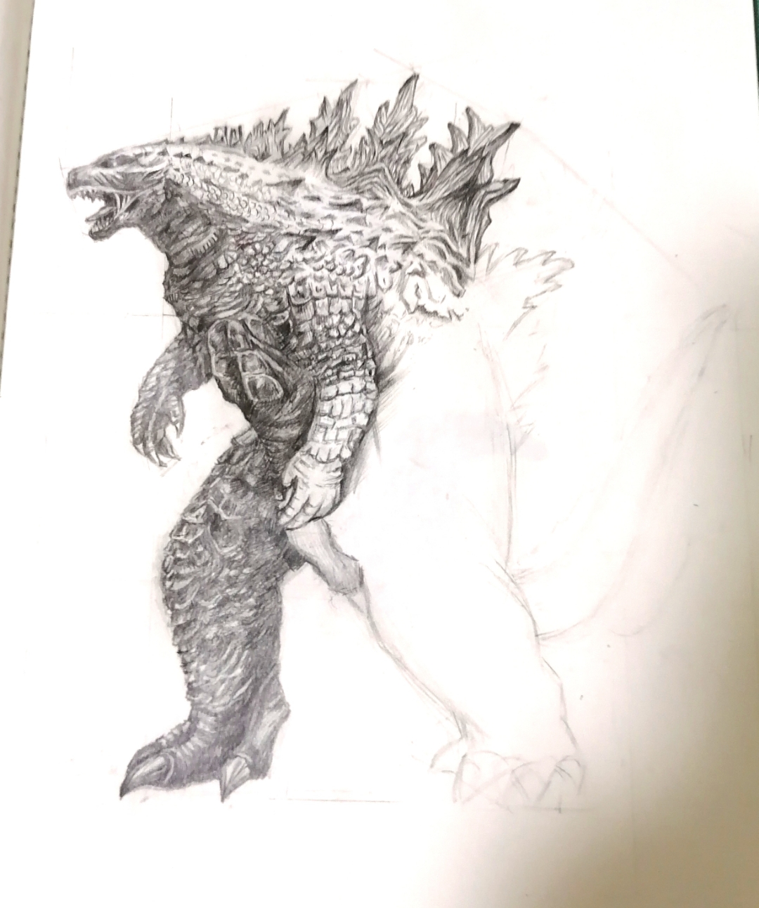 哥斯拉 素描手绘守宫鱼作