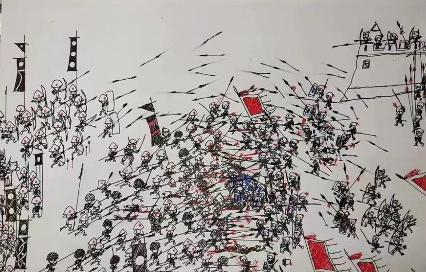 上课的时候实在听不懂老师在讲什么,无聊就画了,这些打仗的场景是不是