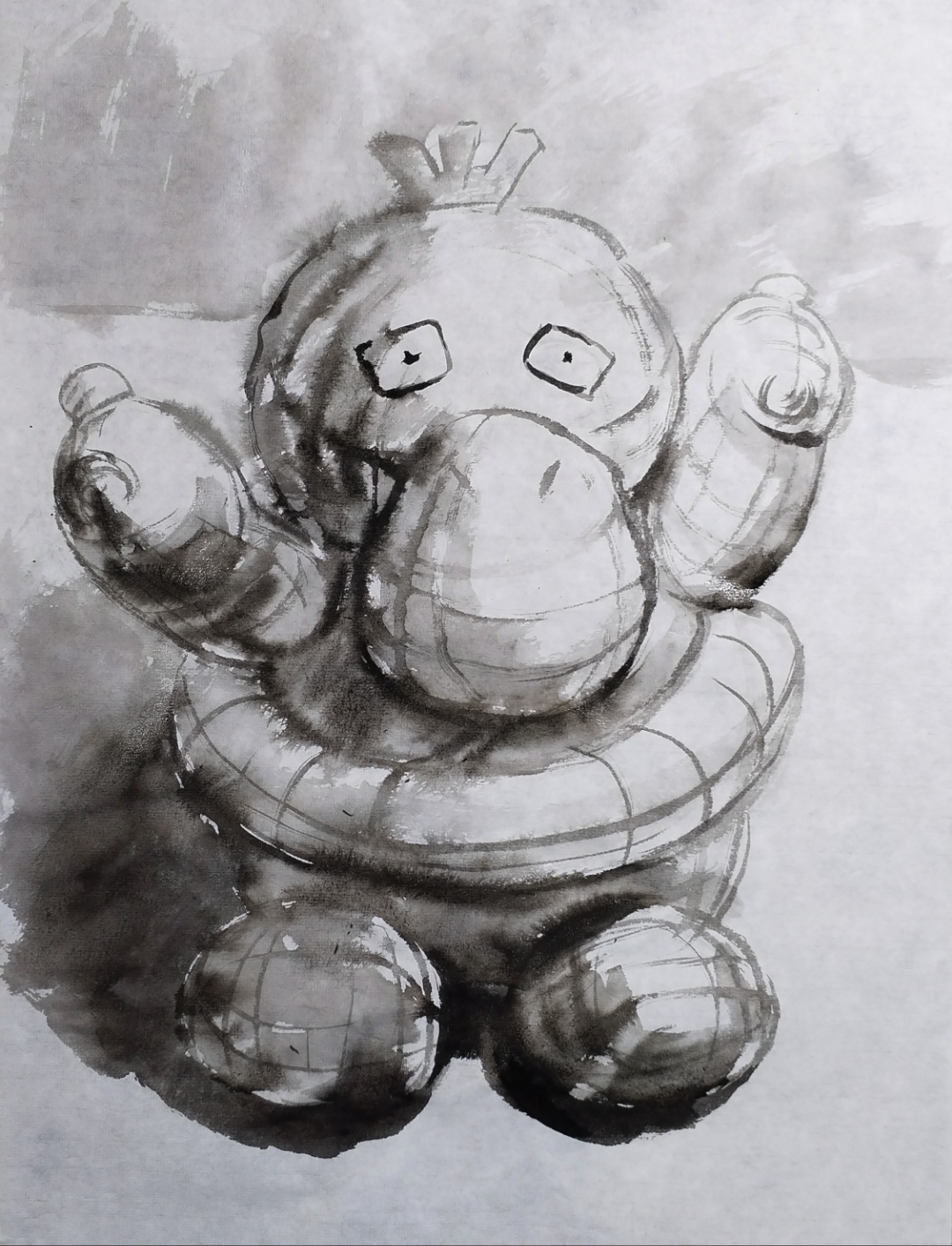 可达鸭与帽子作画步骤 瞧这呆萌的画风游泳圈里的小家伙仿佛在水中