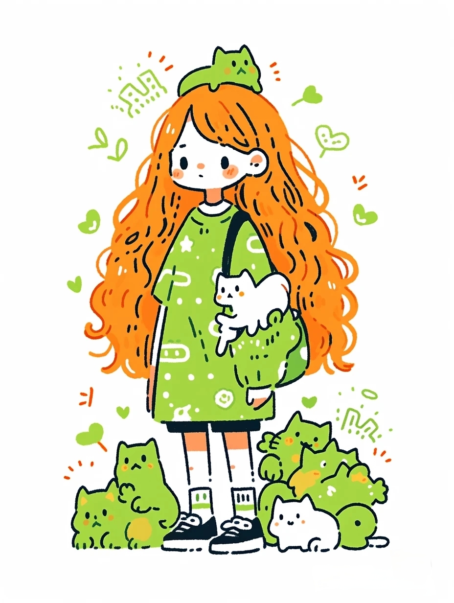 可爱的猫咪女孩!