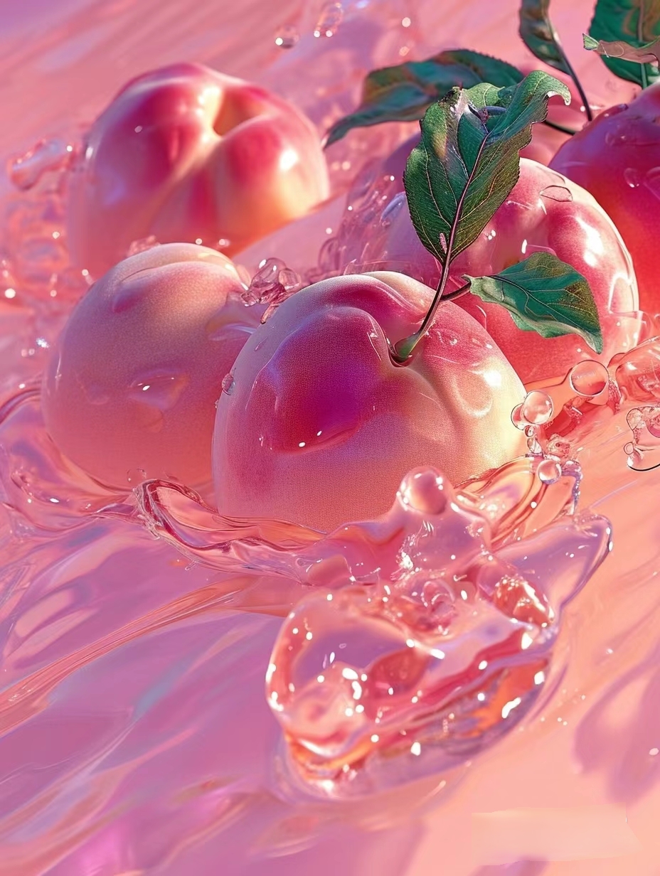 "这透明的液体中,桃子宛如初生的太阳,鲜艳而诱人.