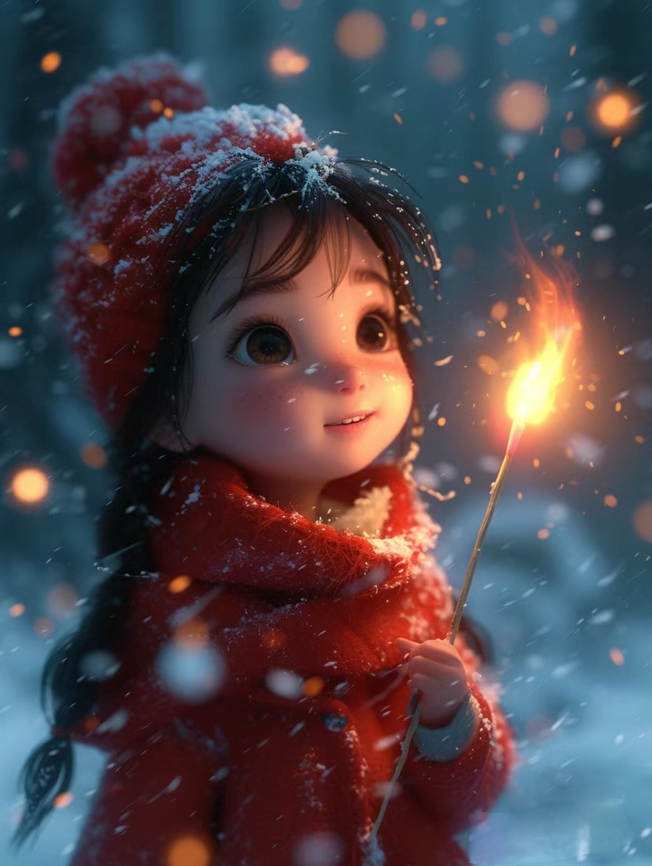 她的笑容灿烂如阳光,照亮了这片冰雪世界