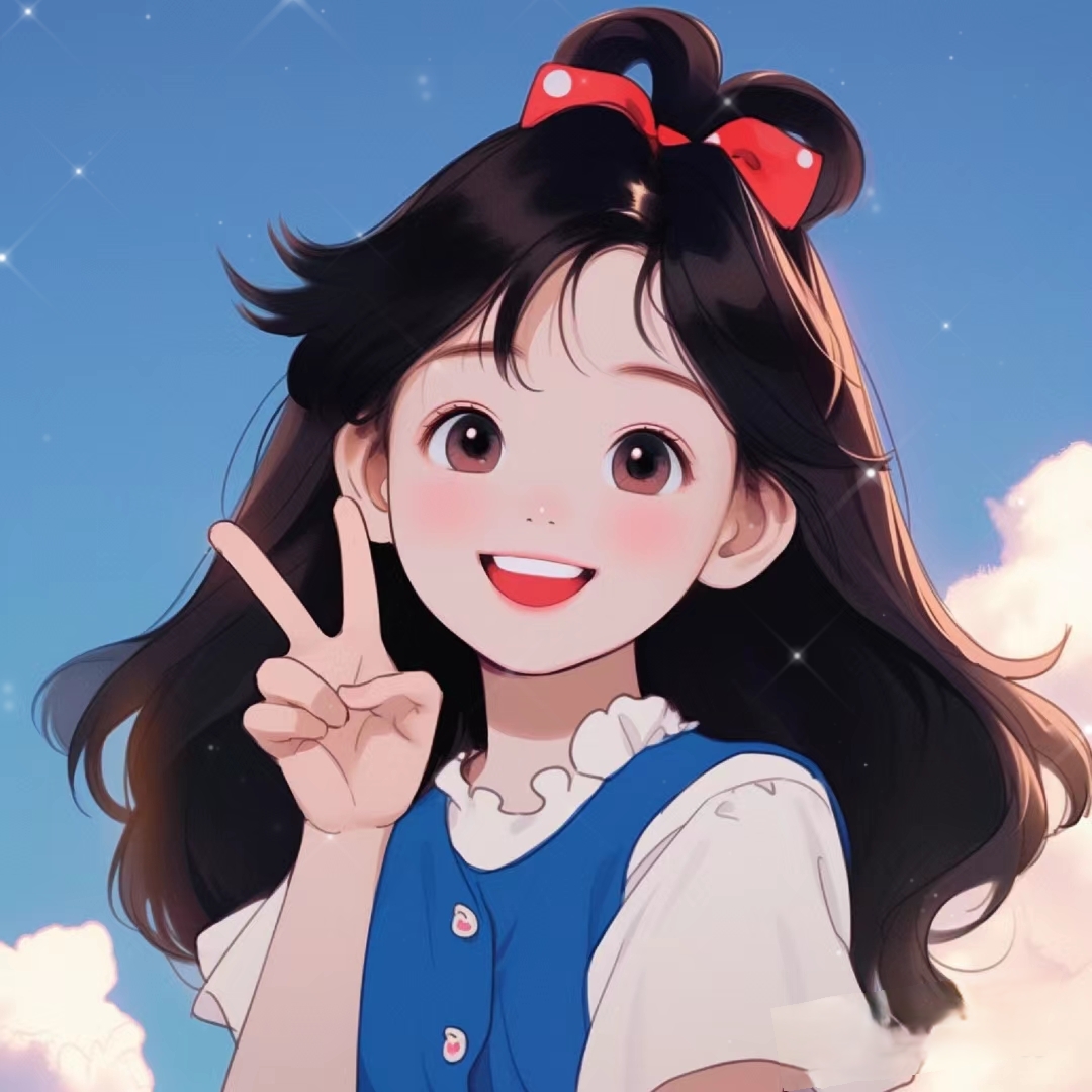 蓝天白云下,少女的微笑如花般绽放