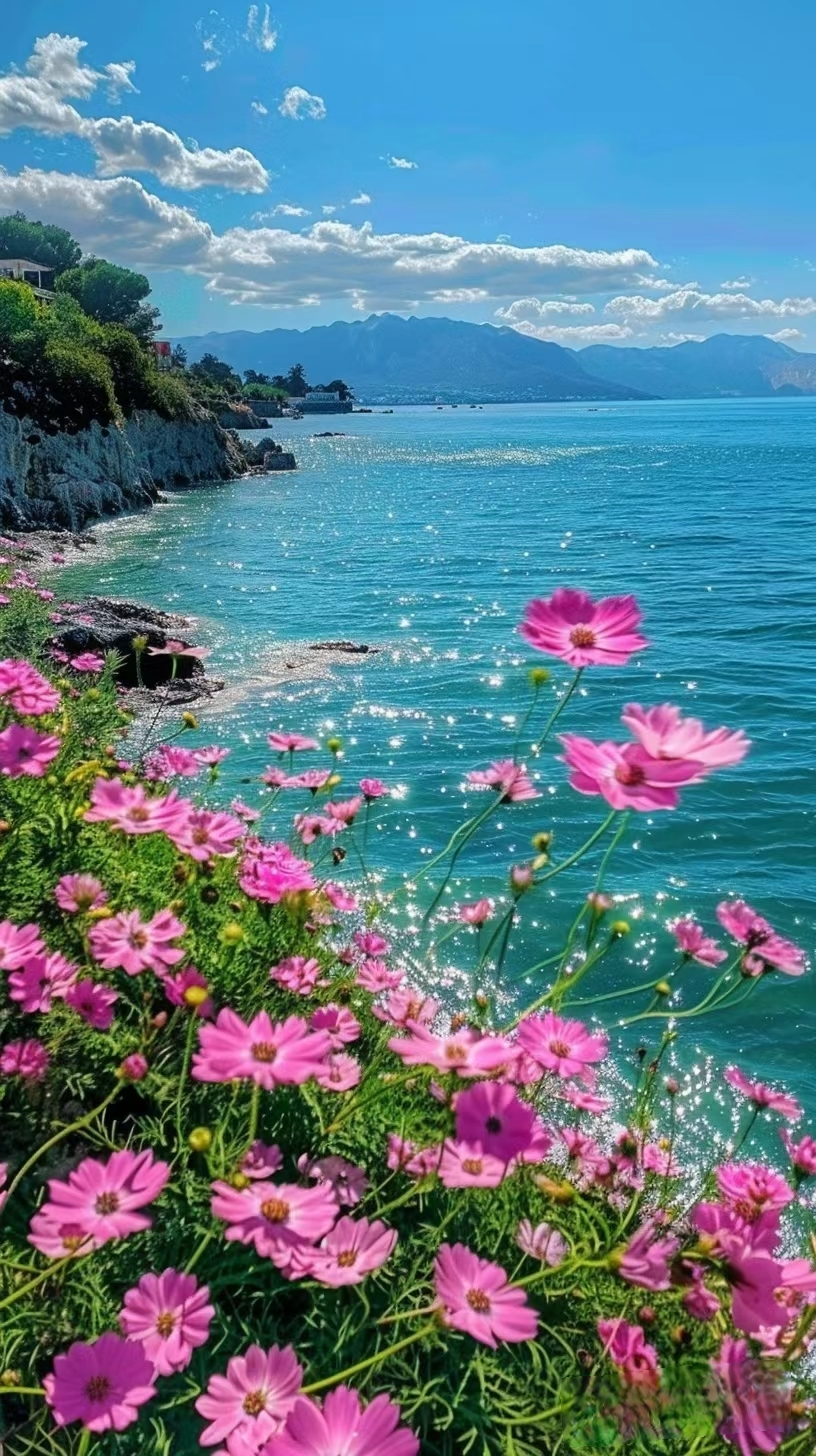 海边的风,带着花香,拂过脸庞.