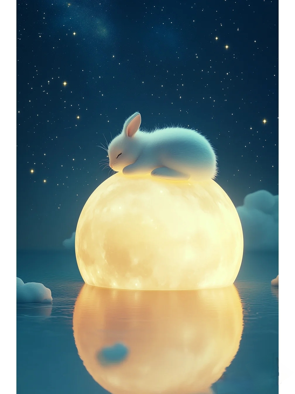 月亮上的梦,星空下的宁静,我是那只安睡的兔子,愿你的梦里有我相伴