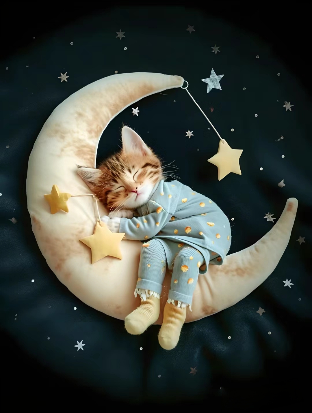 我想,小猫一定在做甜甜的梦,梦里有彩虹和糖果.