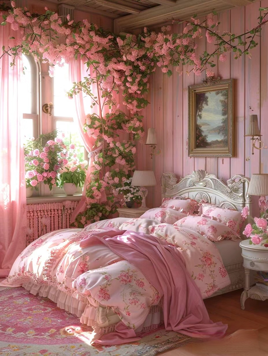 满屋粉樱,浪漫至极的闺房,让人心动!