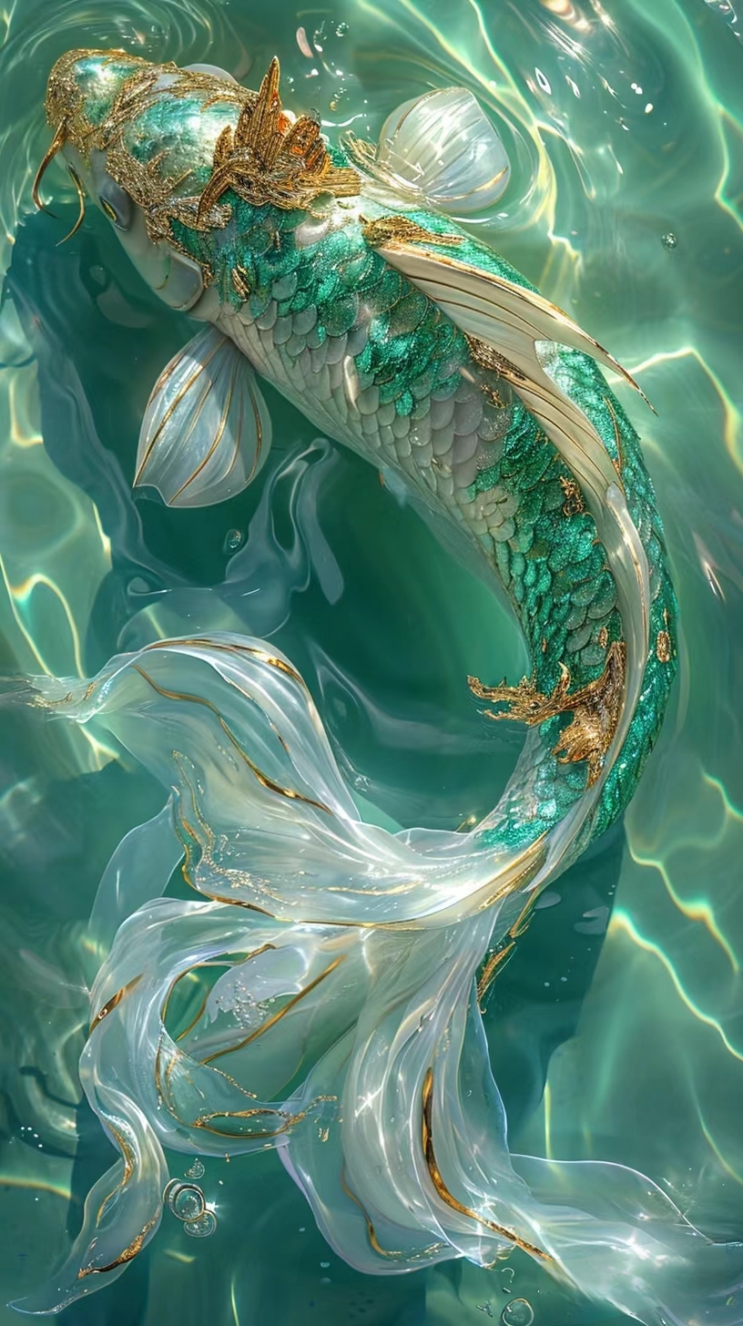 这锦鲤犹如水中精灵,身姿优雅又神秘!