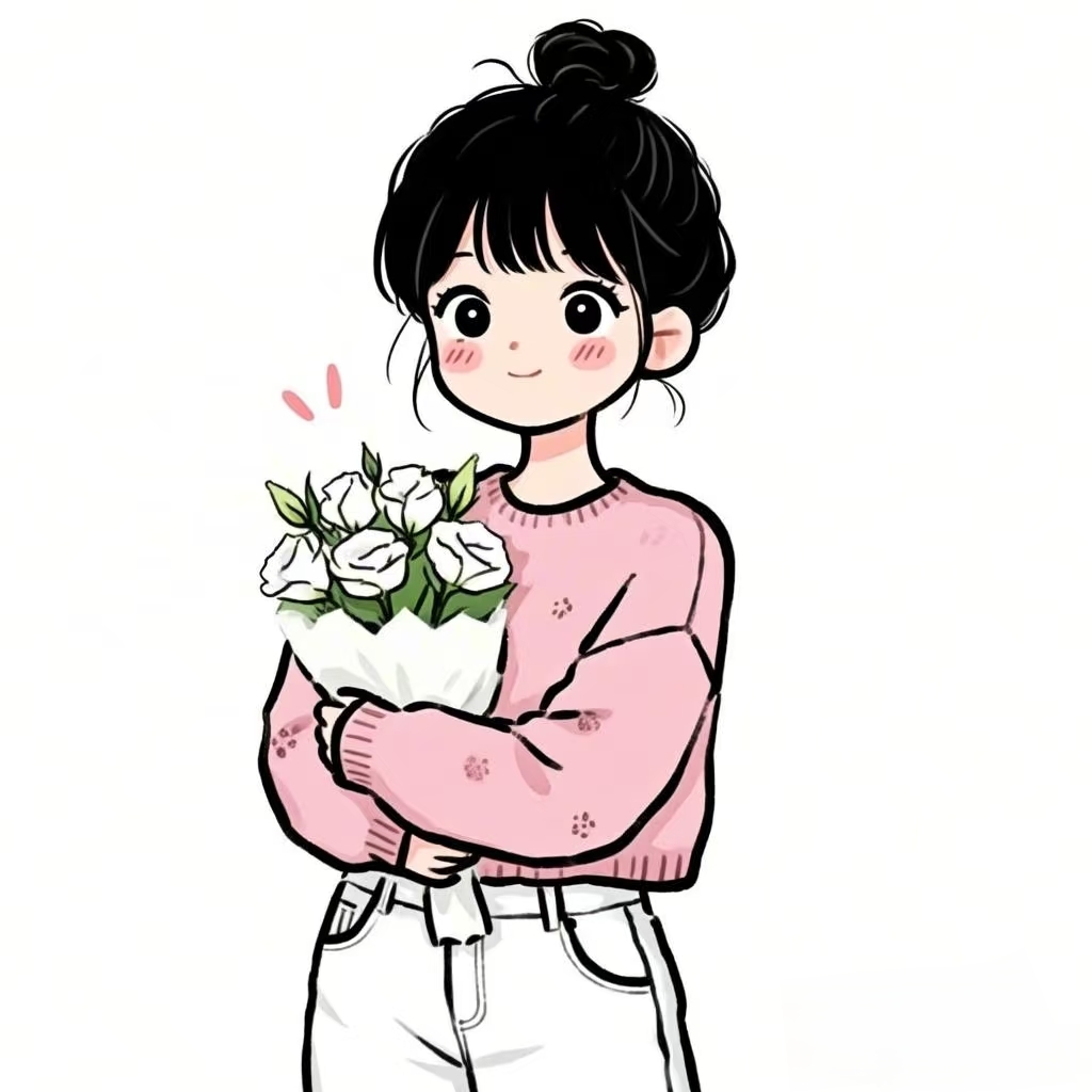 抱花女孩,甜美生活,就是这么简单