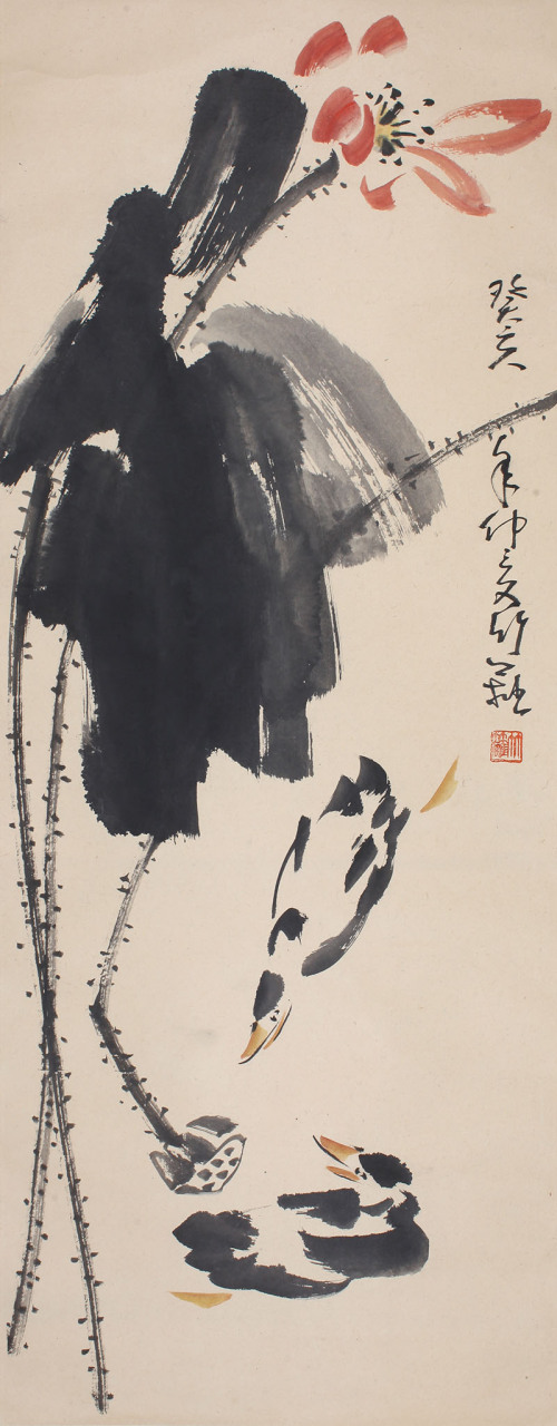 孙竹篱先生荷图 把作品都放一起比较,你才知道大师为什么称之为大师