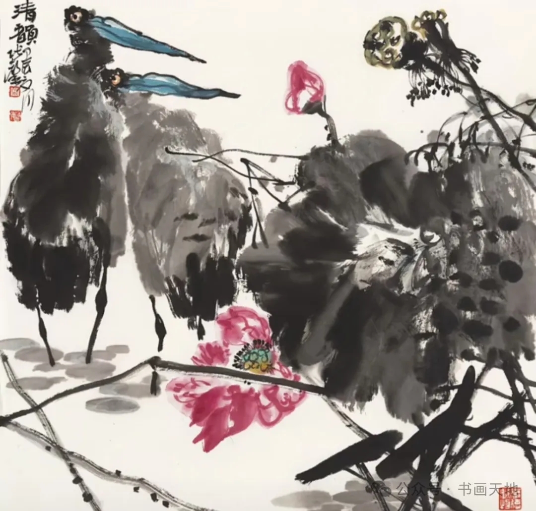 张馨先生鸬鹚荷花图 野趣横生,生机盎然