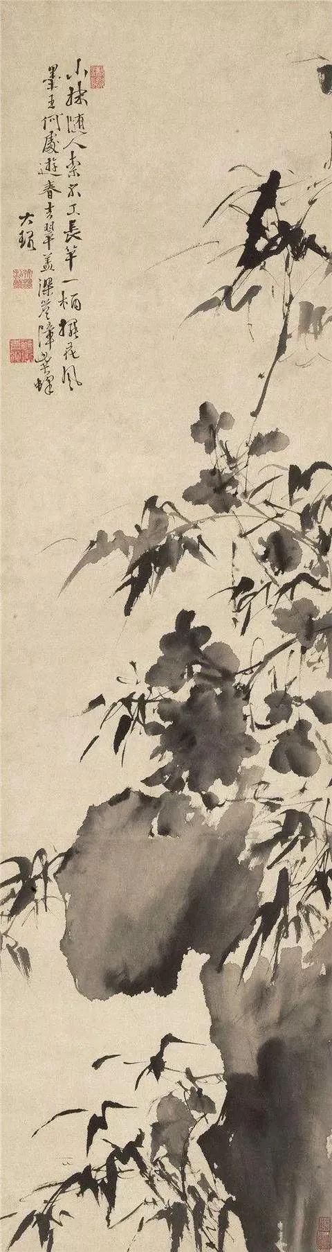 徐渭的花鸟画文人感强,笔墨浓郁,风韵无极.