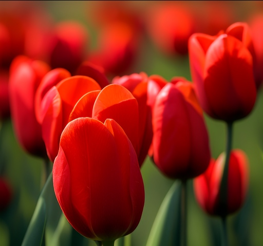 93  94春天来了,一片红色的郁金香花海在阳光下闪烁,美得令人窒息