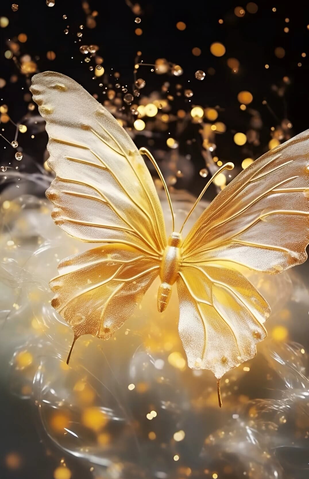 金属光泽的梦幻蝴蝶,黑暗中绽放的金色魅力!