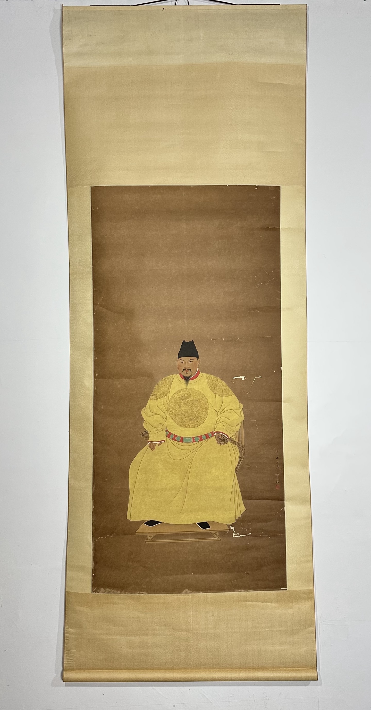 溥儒 明代皇帝像 朱棣 永乐皇帝 dl12 画心130*60 整体218*80