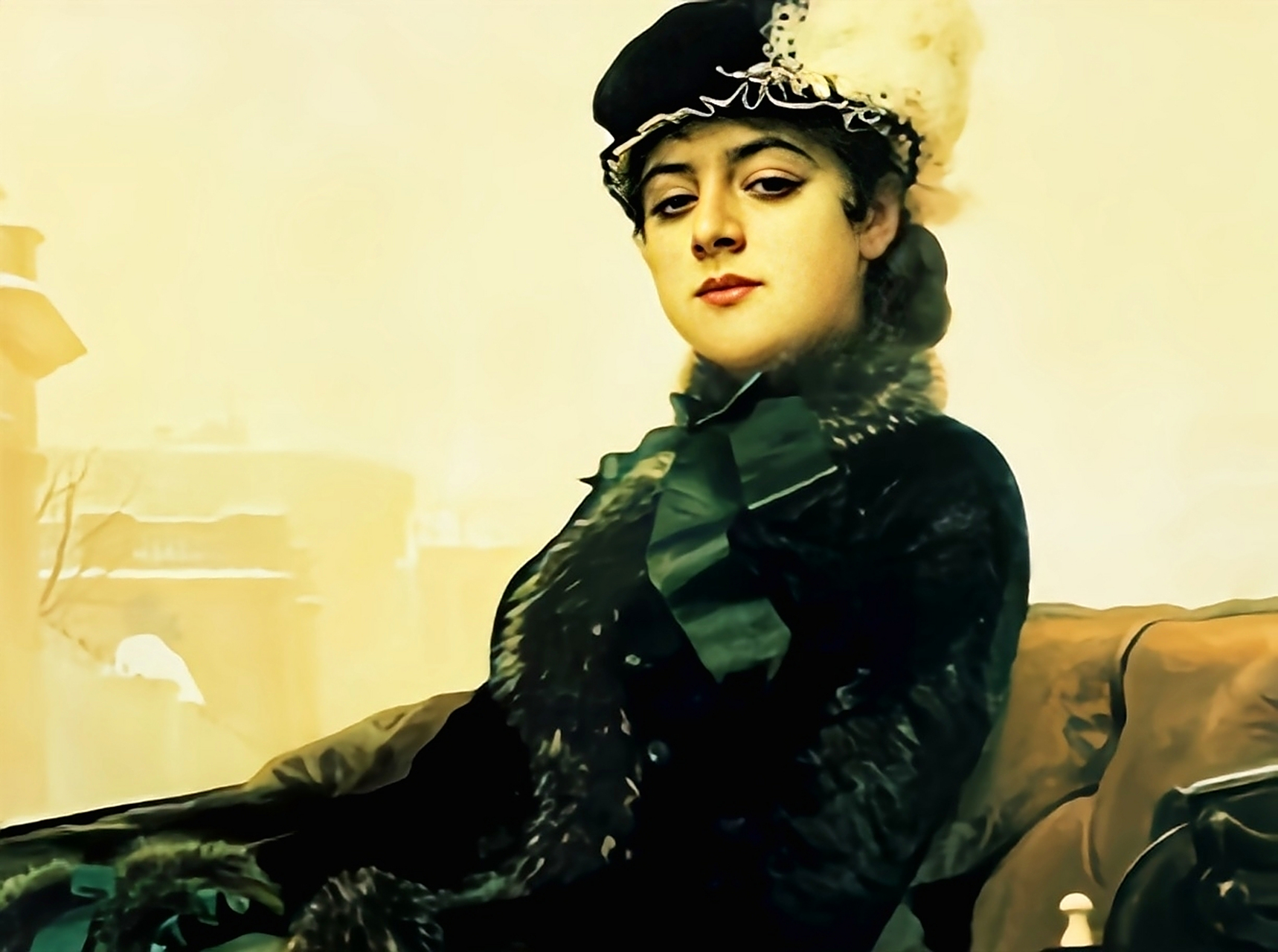 近代俄国写实油画《伏尔加河上的纤夫》,《无名女人》.