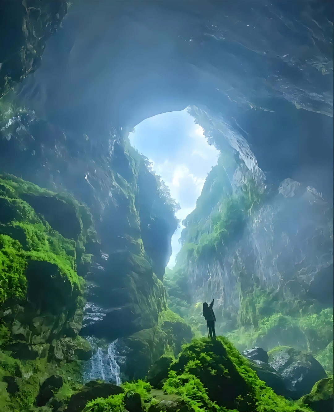 天坑地缝# 陕西汉中宁强县禅家岩地洞天坑风光