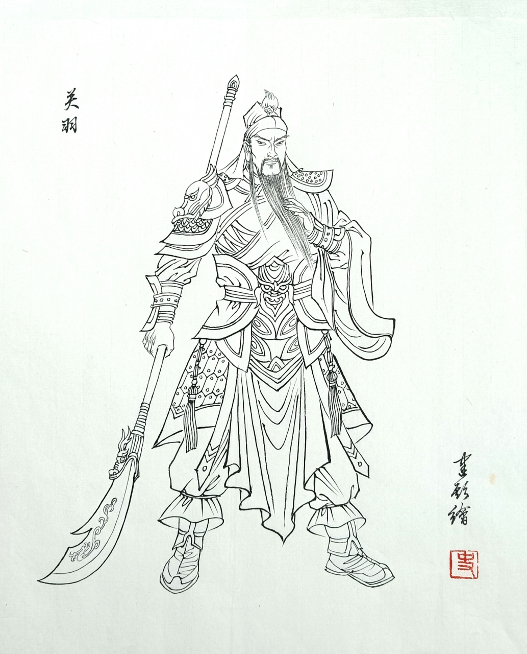 白描画《三国演义人物》(选绘)史建期绘于上海杨浦