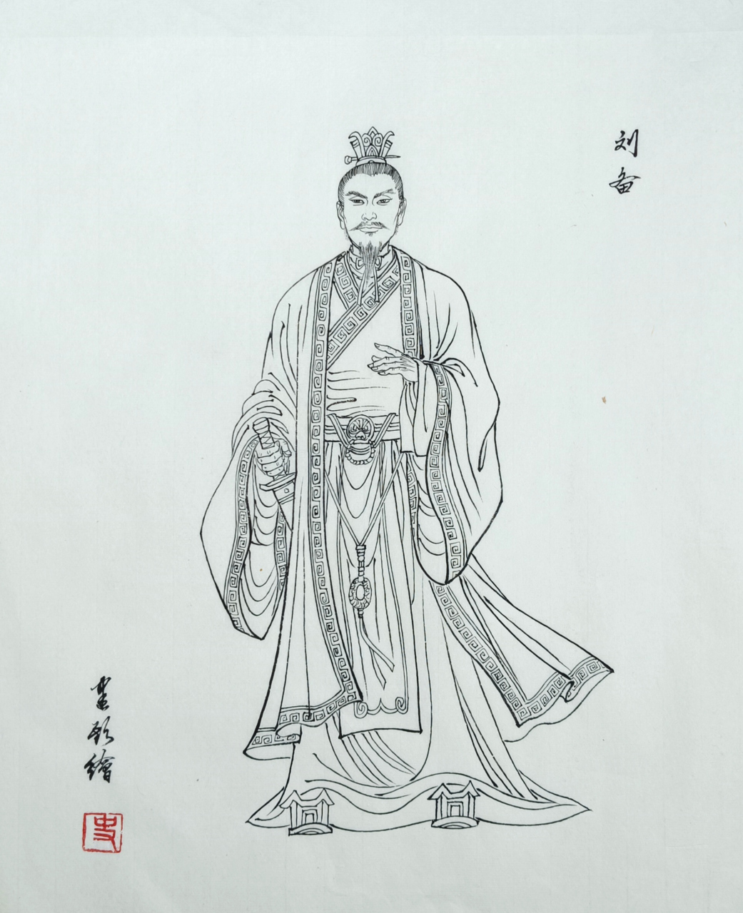 白描画《三国演义人物》(选绘)史建期绘于上海杨浦