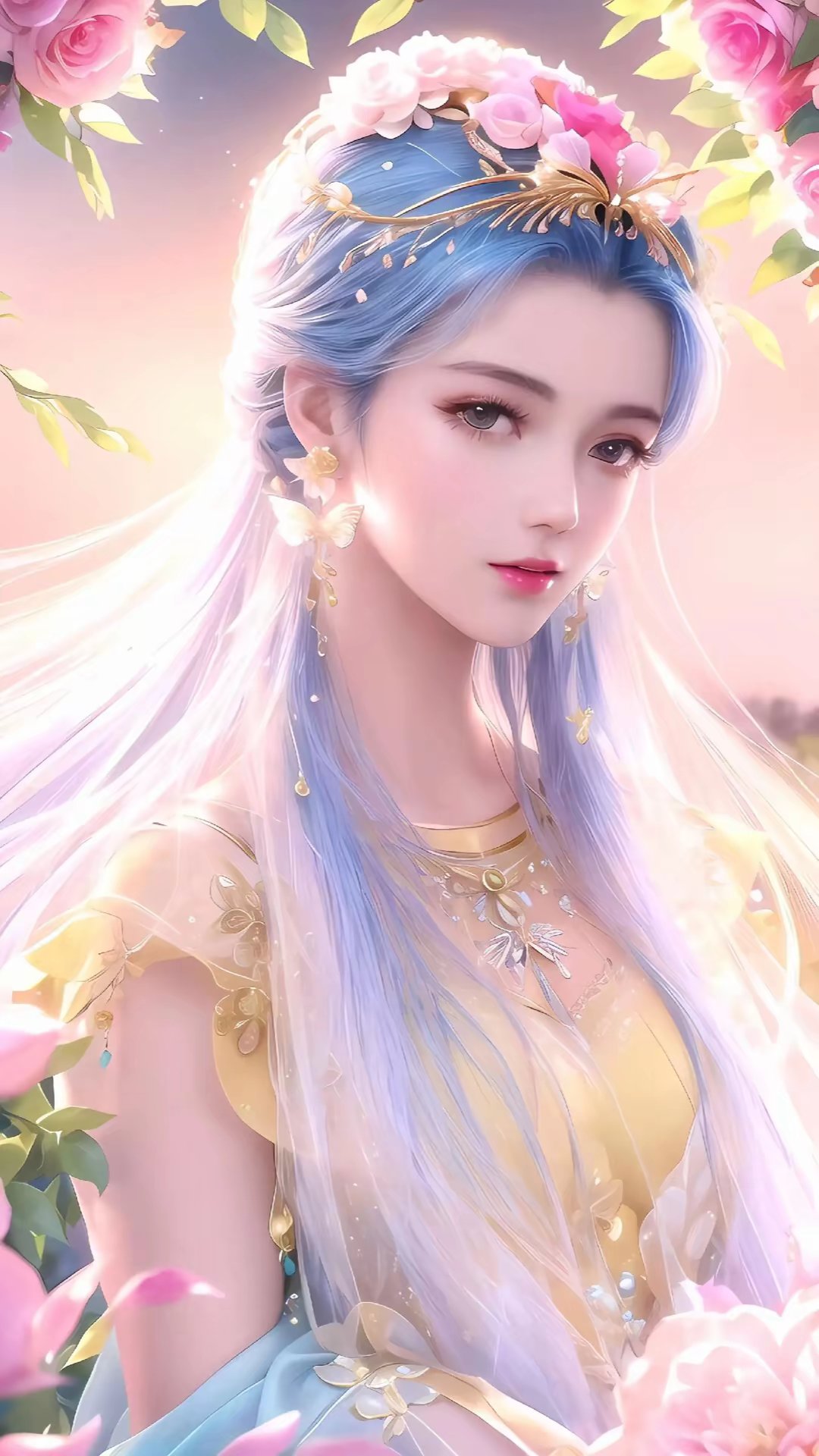 琉璃瞳中流转着千年月色,裙摆摇曳时蝴蝶驻足,连风也放轻了呼吸