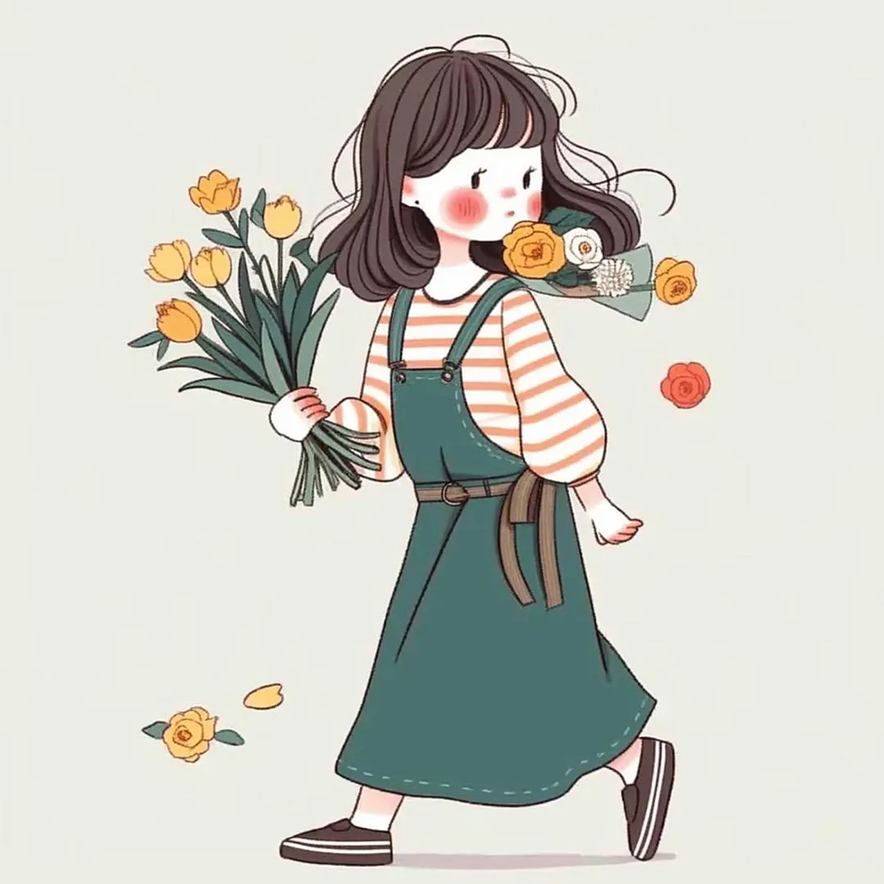 手捧鲜花的女孩