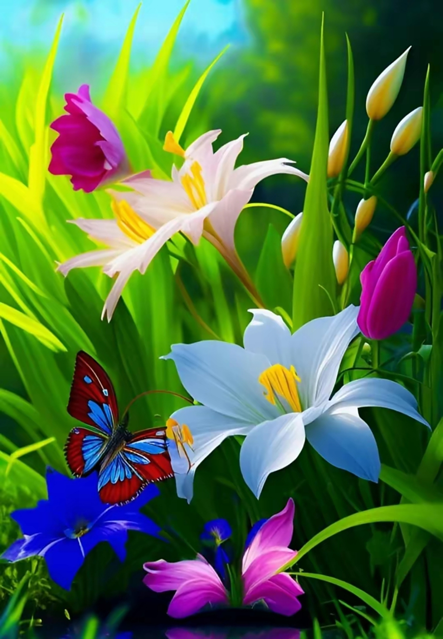 蝴蝶在花丛中飞舞