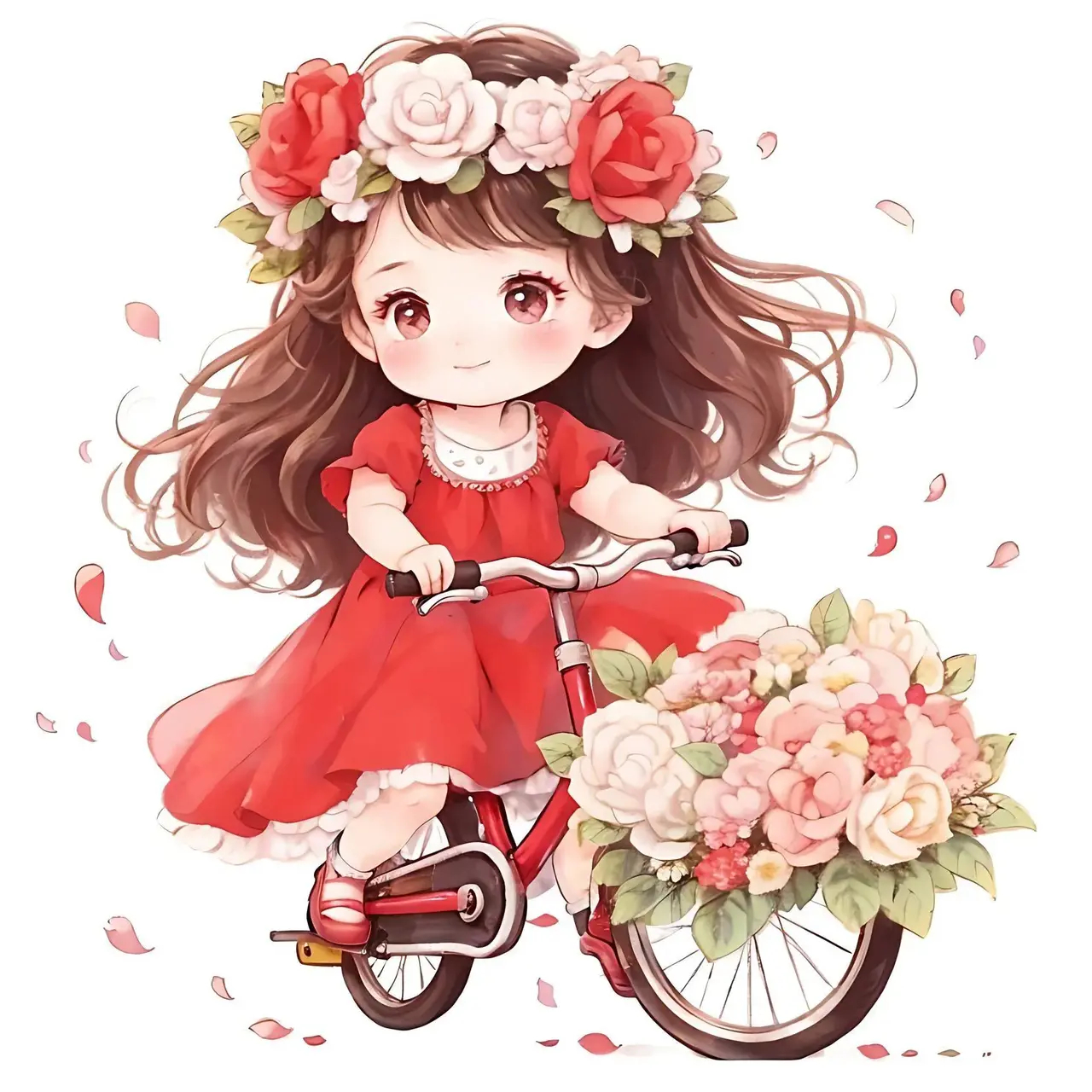 骑车的玫瑰女孩