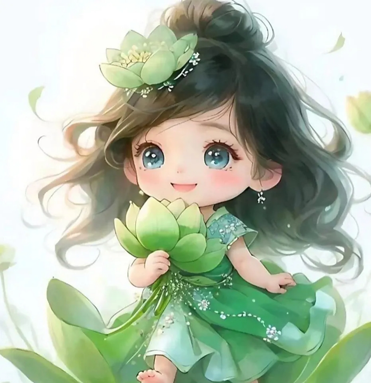 漂亮的荷花女孩