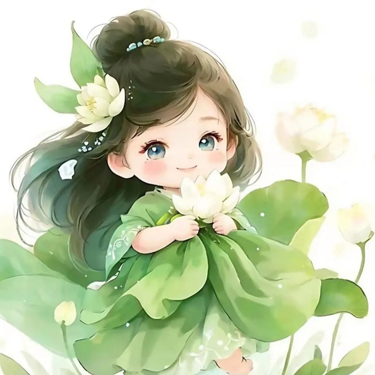 漂亮的荷花女孩