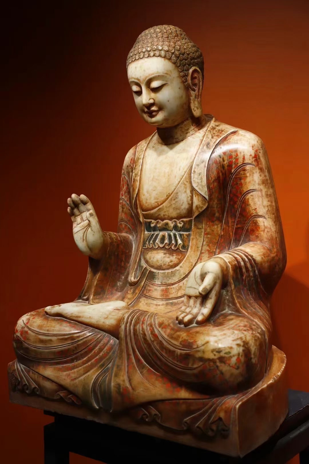 北齐 汉白玉大佛 工艺精美,神圣庄严 高105cm 宽75cm 厚50cm#盘盘老