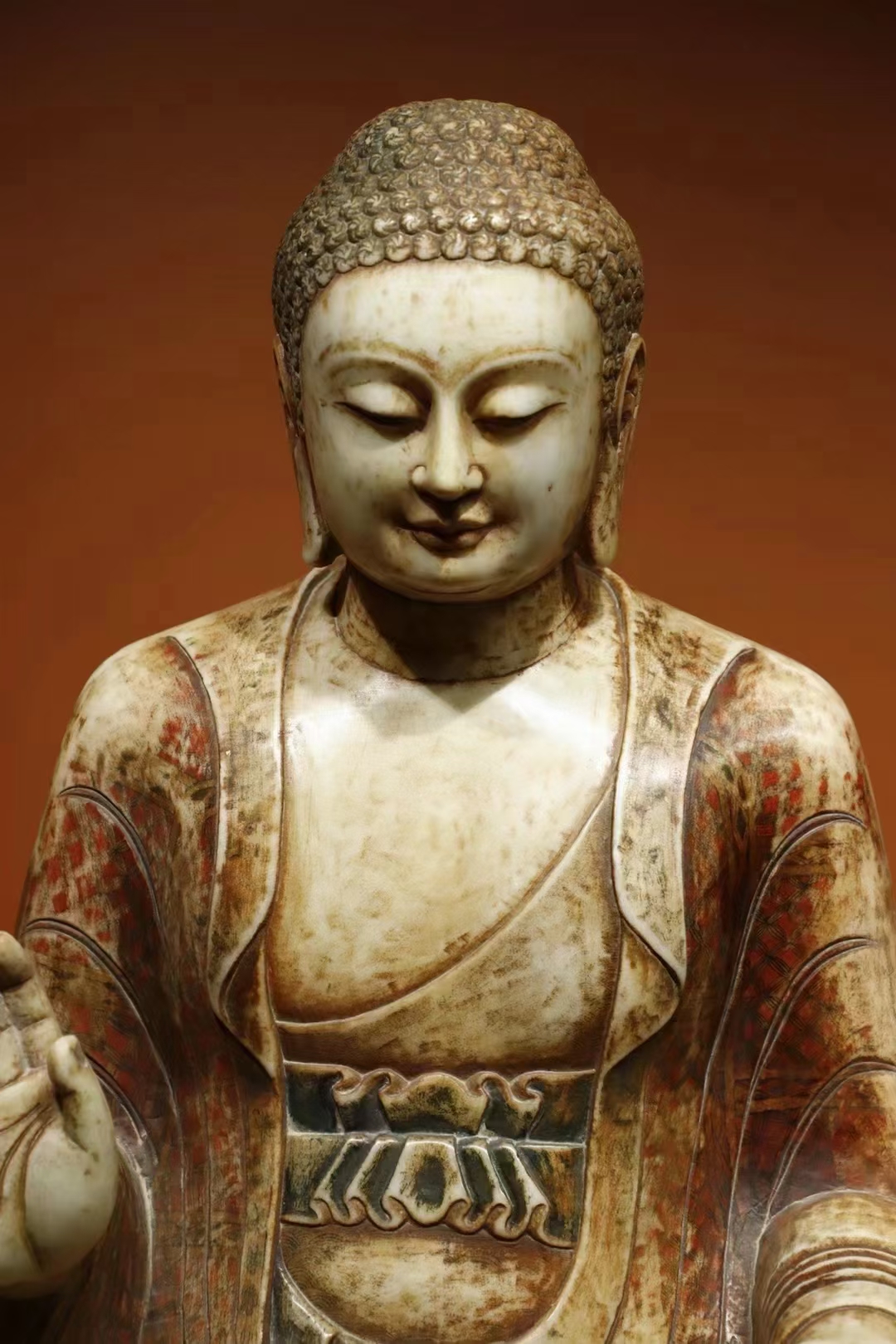 北齐 汉白玉大佛 工艺精美,神圣庄严 高105cm 宽75cm 厚50cm#盘盘老