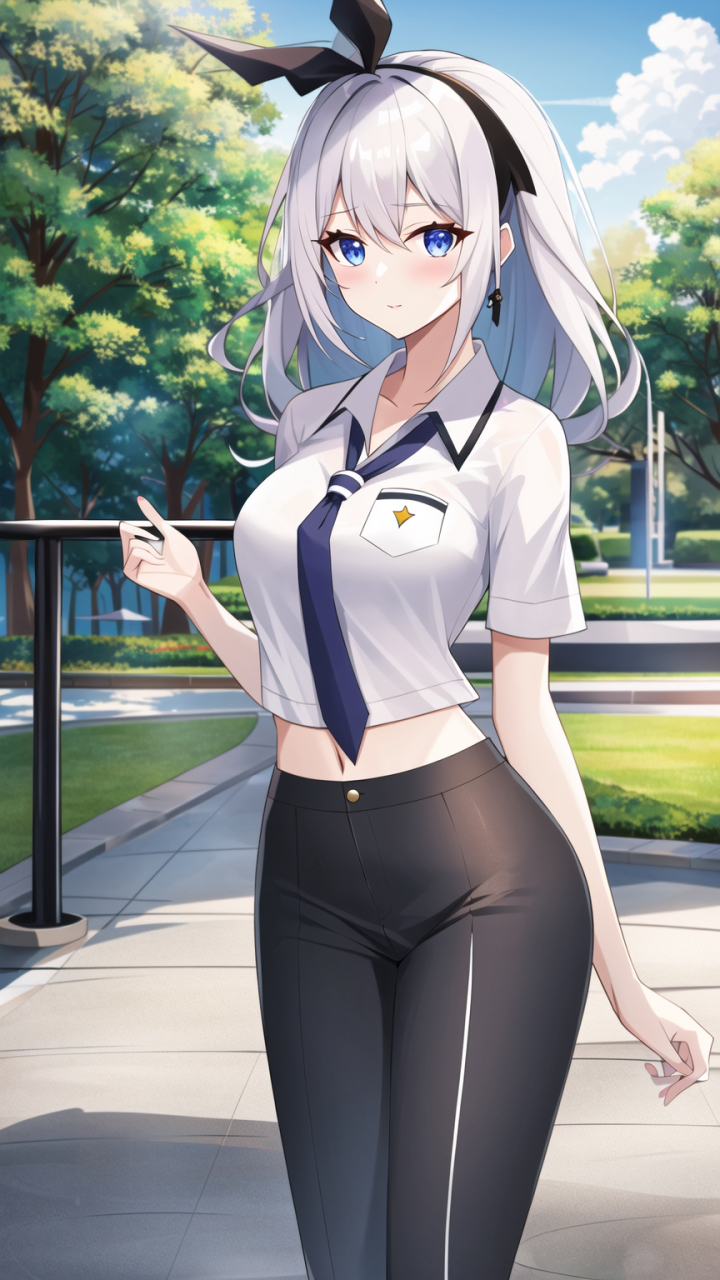 【动漫女孩穿搭分享】绝美白衬衫黑裤,酷飒与甜美并存97  99 白