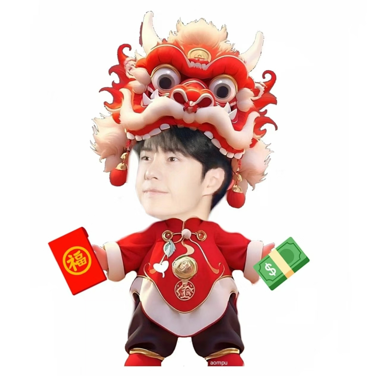 王一博#泰国粉丝做的王一博新年祝福图,好可爱呀