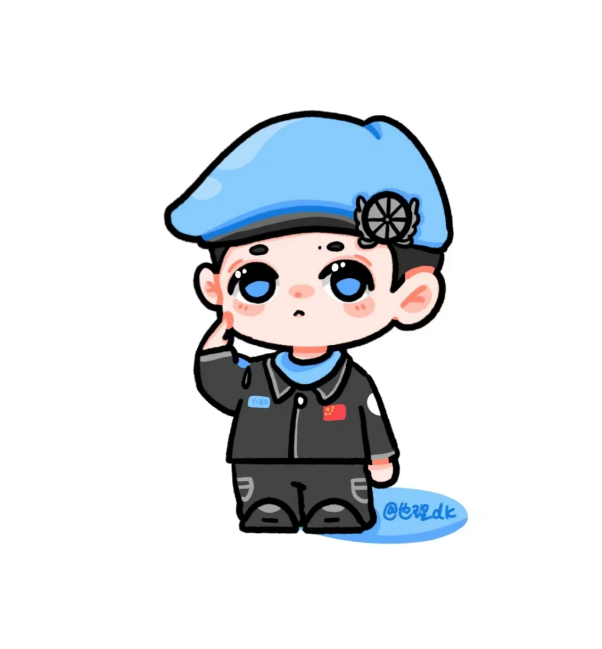 王一博维和防暴队##王一博#王一博杨震《维和防暴队》卡通小人形象太