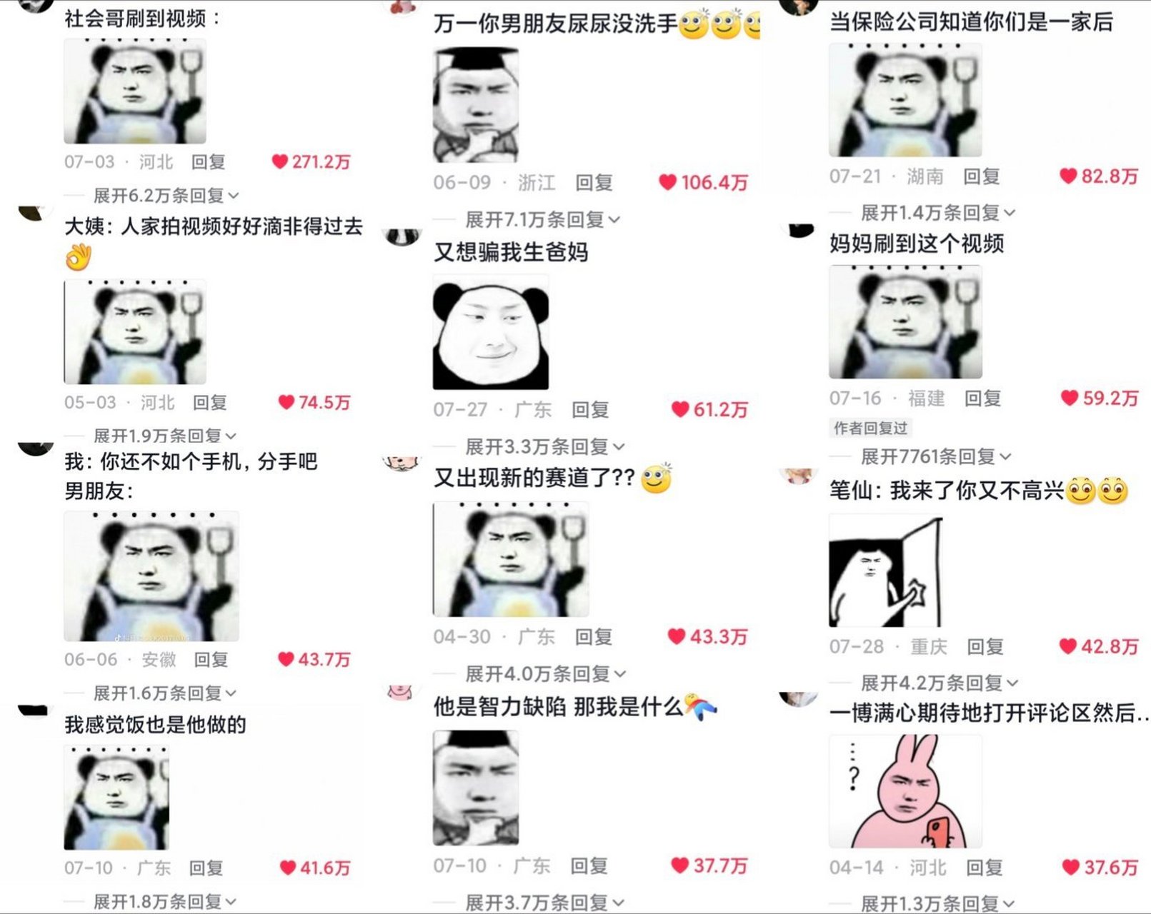 王一博# 以下不完全统计王一博表情包出现在dou热门情况,王一博表殚