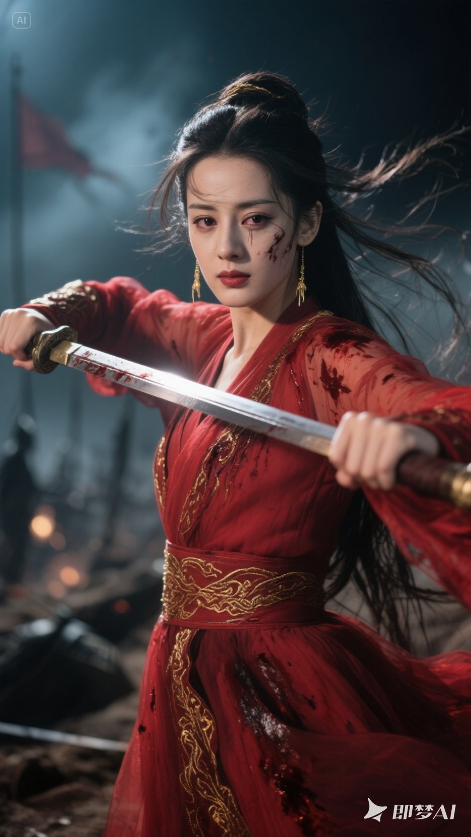 那绝美女子身姿矫健,手持利刃,眼神中满是决绝与疯狂