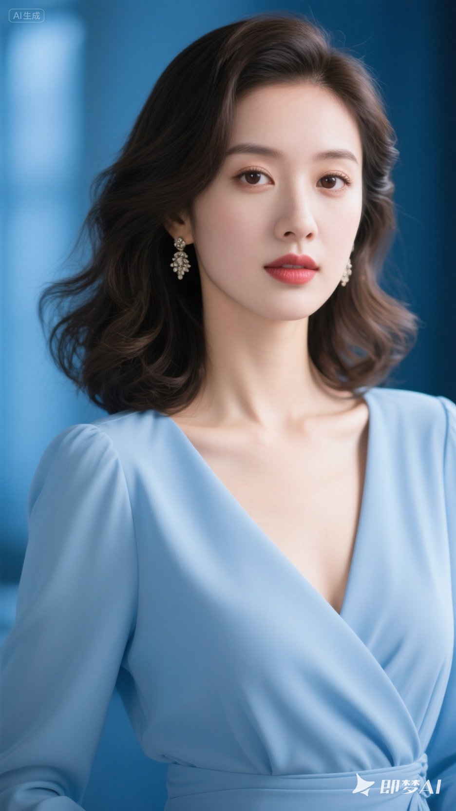 她身着简洁衣物,气质高贵典雅,秀丽中透着完美与优雅,周身散发着令人