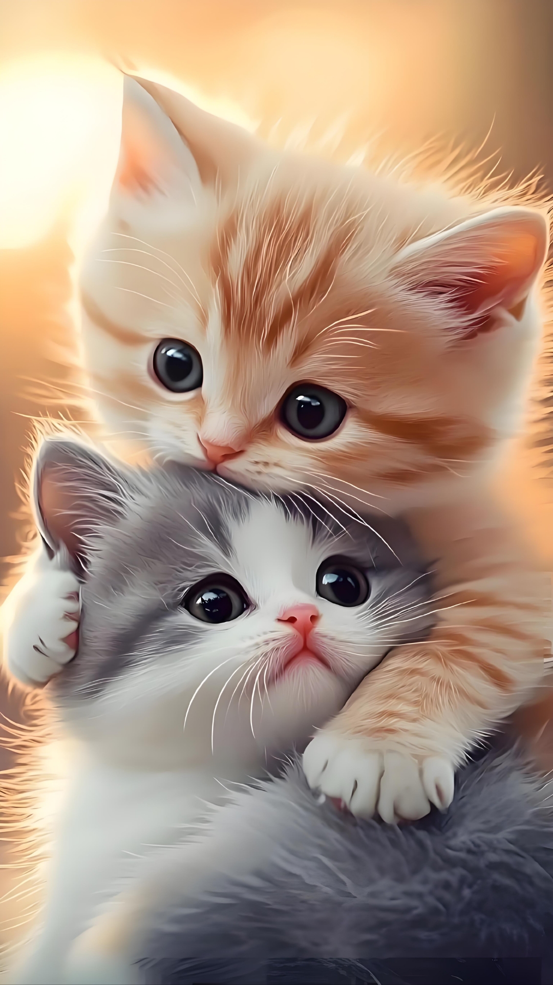 "萌化了!两只小猫咪亲密无间,真是太治愈了～"#搞笑萌宠