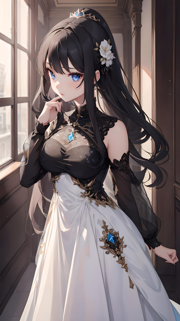 她如同从古老传说中走来的公主,华丽的礼服与她的气质完美融合,每一个