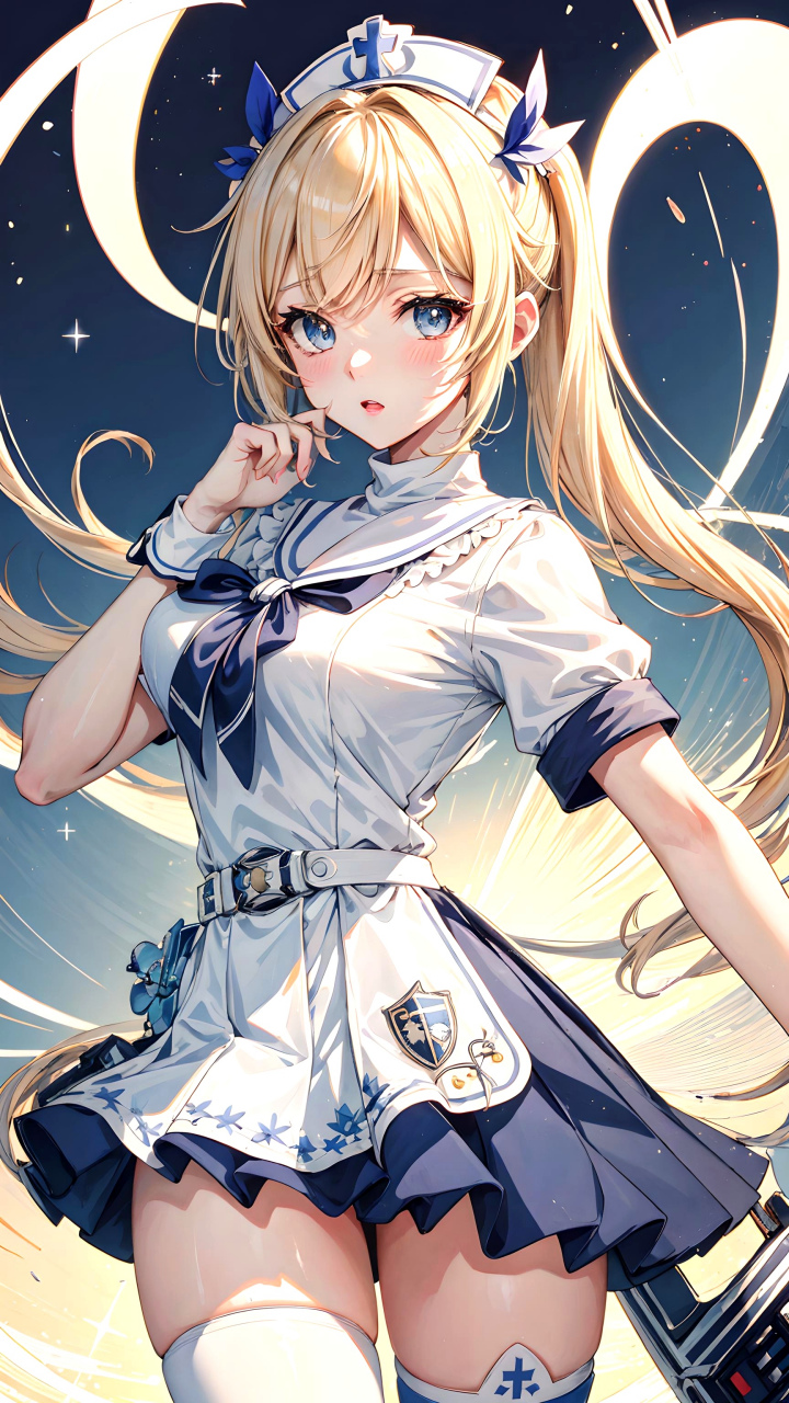 在光影交织的世界里,一位身着清新水手服的动漫少女翩然而至