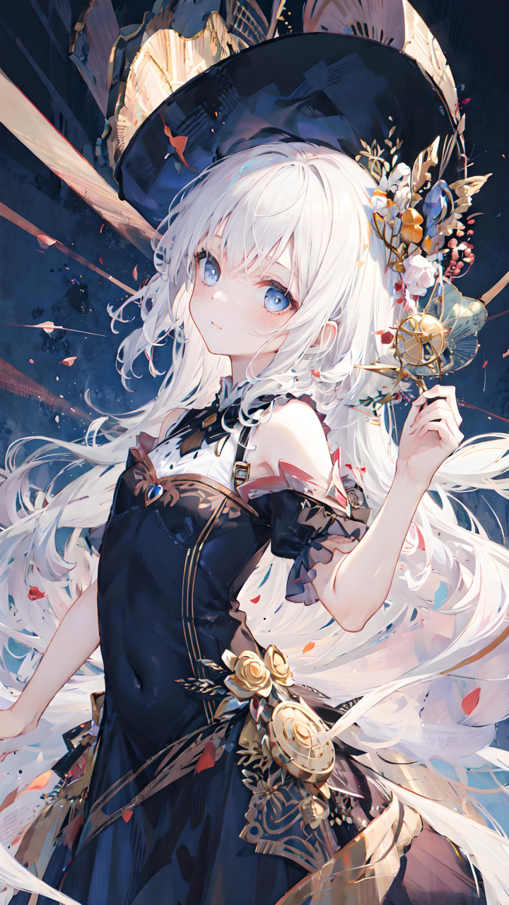 银发如月光倾泻,蓝眼似深海藏星辰,一袭黑色华服,既显高贵又透着一股